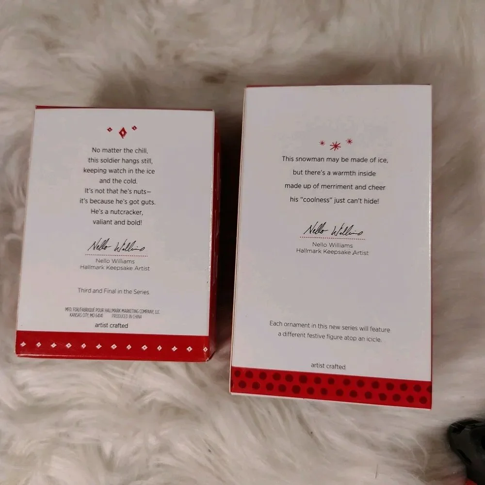 Hallmark Lot Of 2 Cool Icicles Snowman 1st 2013 & Nutcracker 3rd 2015 Ornaments